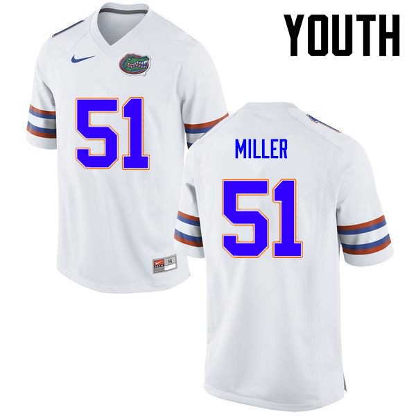 NCAA Florida Gators Ventrell Miller Youth #51 Nike White Stitched Authentic College Football Jersey UCK1164KQ